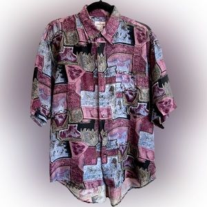 Retro Abstract Pattern 100% Washable Silk Shirt